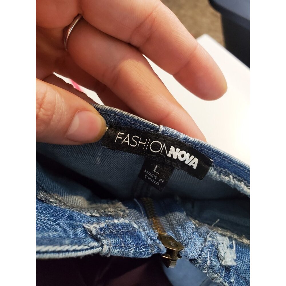 Fashion Nova Denim Full Zip Dress Sz L - Picture 8 of 9